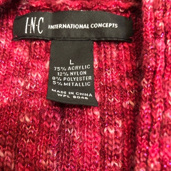 INC International Concepts large pink / Fuchsia sweater waterfall shawl collar - Picture 3 of 8